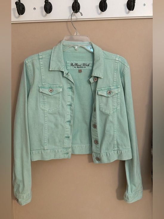 Bullhead Jackets & Blazers - Bullhead Mint Green Denim Jacket - Women's Cropped Trucker